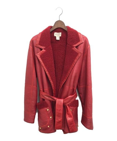 HERMES（エルメス）HERMES (エルメス) オールドスタッズレザーコート レッド サイズ:40の古着・服飾アイテム