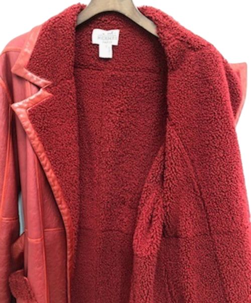 HERMES（エルメス）HERMES (エルメス) オールドスタッズレザーコート レッド サイズ:40の古着・服飾アイテム