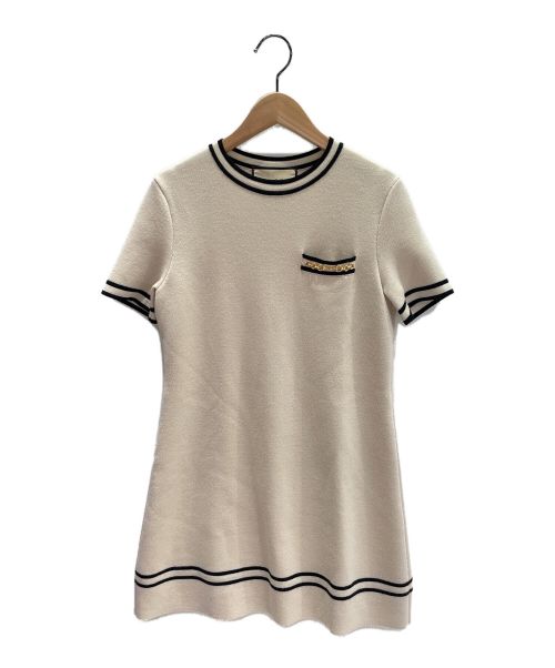 GUCCI（グッチ）GUCCI (グッチ) ビット付ニットワンピース ベージュ サイズ:XSの古着・服飾アイテム