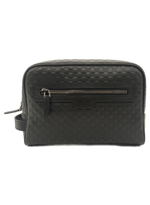 GUCCI（グッチ）GUCCI (グッチ) マイクログッチシマレザーポーチバッグ ブラック サイズ:-の古着・服飾アイテム