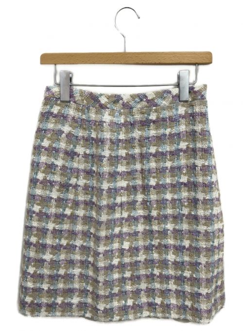 CHANEL（シャネル）CHANEL (シャネル) ツイードスカート パープル×ブルー サイズ:36の古着・服飾アイテム