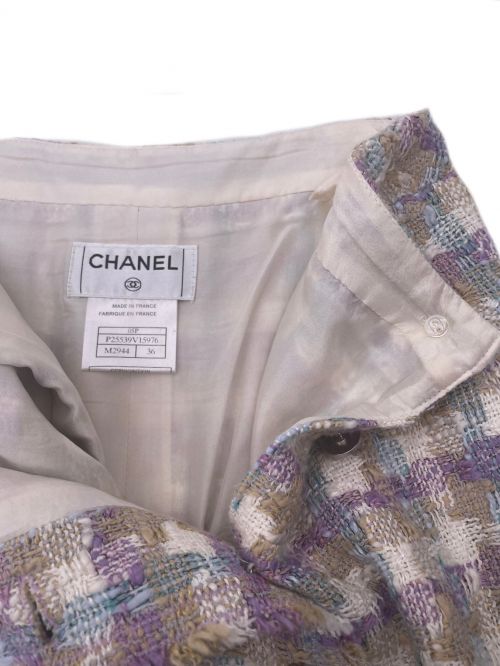 CHANEL（シャネル）CHANEL (シャネル) ツイードスカート パープル×ブルー サイズ:36の古着・服飾アイテム