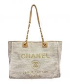 CHANELシャネル）の古着「ドーヴィルチェーントートバッグ」｜ベージュ