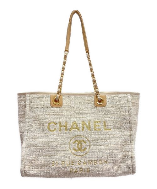 CHANEL（シャネル）CHANEL (シャネル) ドーヴィルチェーントートバッグ ベージュの古着・服飾アイテム