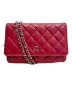 CHANELシャネル）の古着「ラムスキンチェーンショルダーバッグ」｜レッド