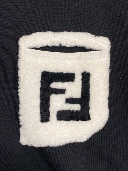 FENDI（フェンディ）FENDI (フェンディ) ポケットFFロゴボアクルーネックニット ブラック サイズ:52の古着・服飾アイテム