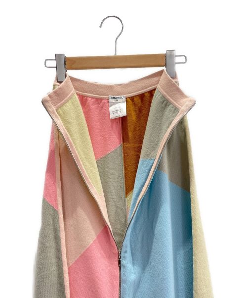CHANEL（シャネル）CHANEL (シャネル) フロントジップカシミヤスカート マルチカラー サイズ:38の古着・服飾アイテム