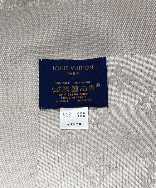 LOUIS VUITTON（ルイ ヴィトン）LOUIS VUITTON (ルイ ヴィトン) シルクウール大判ストール ライトグレーの古着・服飾アイテム