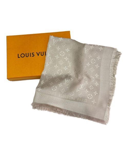 LOUIS VUITTON（ルイ ヴィトン）LOUIS VUITTON (ルイ ヴィトン) シルクウール大判ストール ライトグレーの古着・服飾アイテム