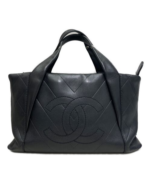 CHANEL（シャネル）CHANEL (シャネル) Vステッチレザーハンドバッグ ブラック サイズ:-の古着・服飾アイテム