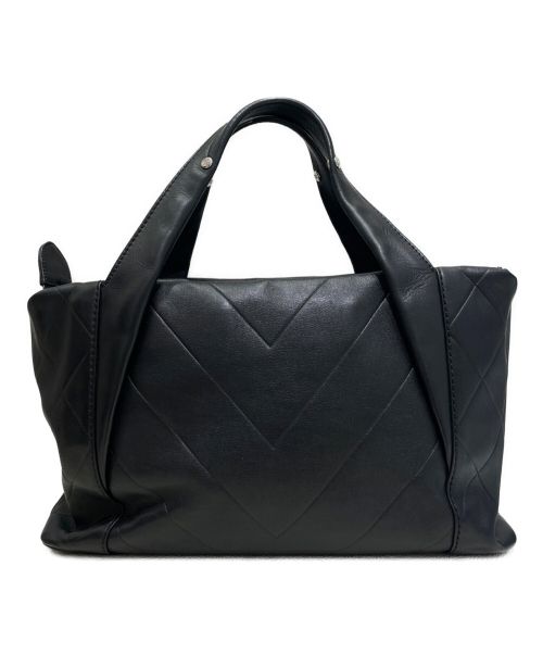CHANEL（シャネル）CHANEL (シャネル) Vステッチレザーハンドバッグ ブラック サイズ:-の古着・服飾アイテム