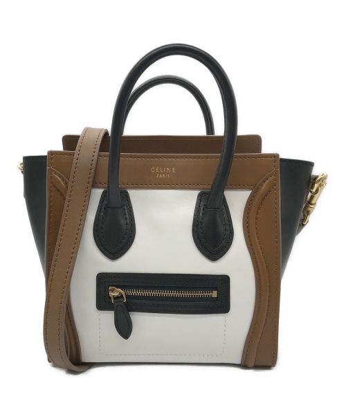 CELINE（セリーヌ）CELINE (セリーヌ) ナノショッパー ブラウン×ブラック×ホワイト サイズ:-の古着・服飾アイテム