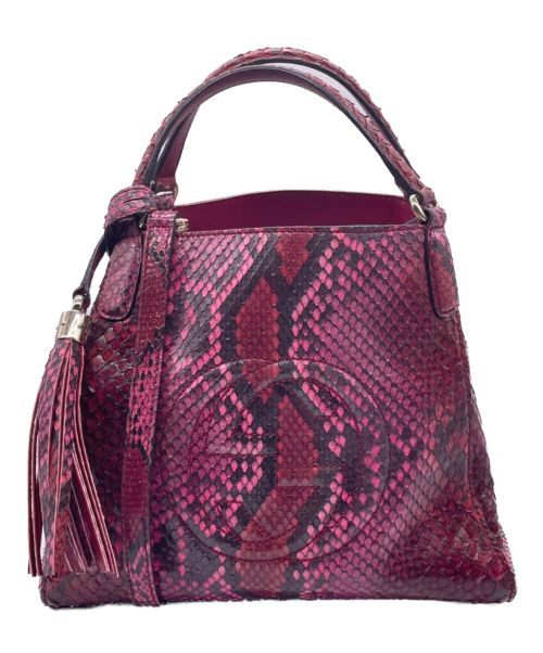 GUCCI（グッチ）GUCCI (グッチ) ソーホー パイソンショルダーハンドバッグ ピンク サイズ:-の古着・服飾アイテム