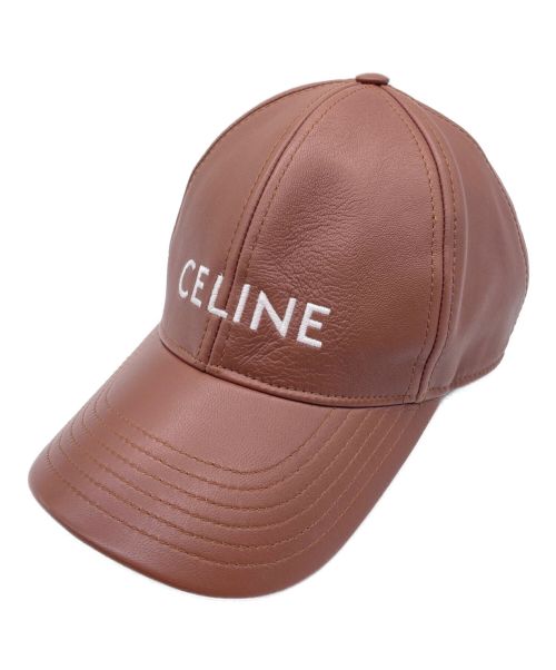 CELINE（セリーヌ）CELINE (セリーヌ) 21AW レザー6パネルキャップ ブラウン サイズ:Mの古着・服飾アイテム