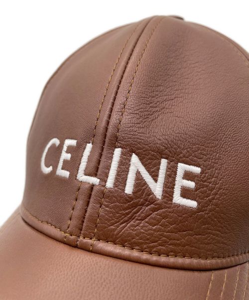 CELINE（セリーヌ）CELINE (セリーヌ) 21AW レザー6パネルキャップ ブラウン サイズ:Mの古着・服飾アイテム