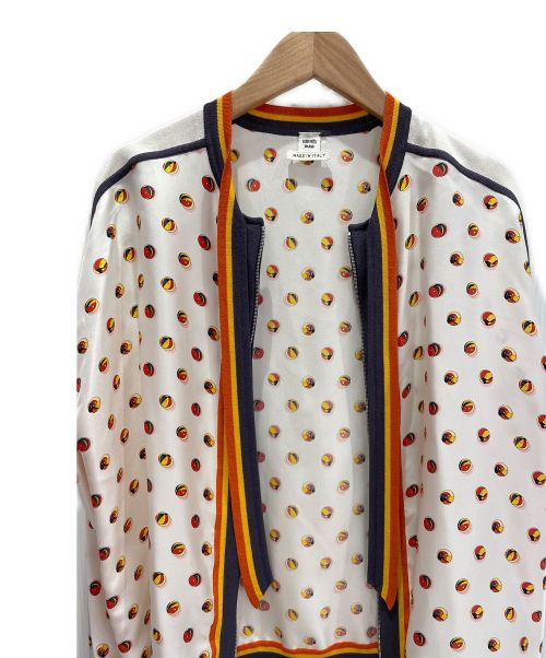 HERMES（エルメス）HERMES (エルメス) 総柄シルクジャケット ホワイト サイズ:34の古着・服飾アイテム