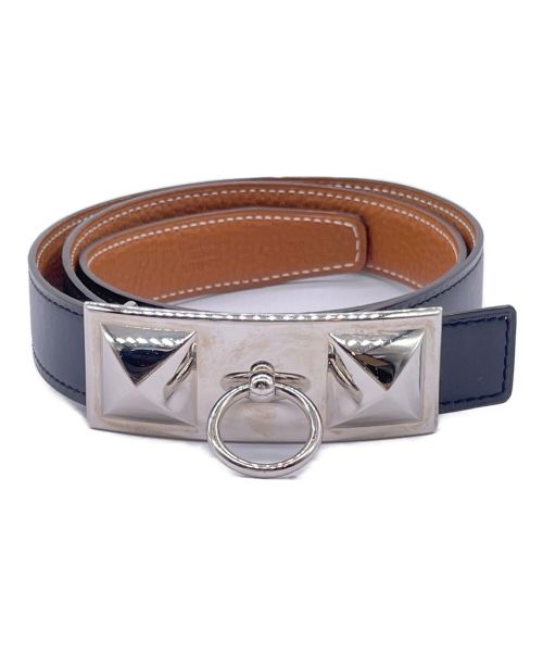 HERMES（エルメス）HERMES (エルメス) メドール レザーベルト ブラック サイズ:80の古着・服飾アイテム