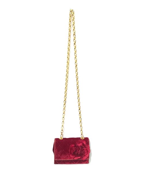 CHANEL（シャネル）CHANEL (シャネル) ベロアチェーンショルダーバッグ レッド サイズ:-の古着・服飾アイテム