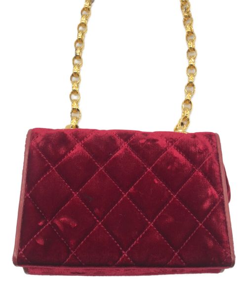 CHANEL（シャネル）CHANEL (シャネル) ベロアチェーンショルダーバッグ レッド サイズ:-の古着・服飾アイテム