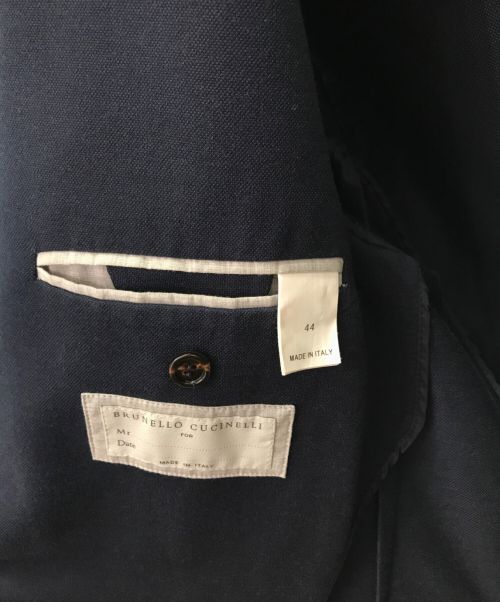 BRUNELLO CUCINELLI（ブルネロクチネリ）BRUNELLO CUCINELLI (ブルネロクチネリ) シルクコットンアンコンジャケット ネイビー サイズ:44（XS～S程度）の古着・服飾アイテム