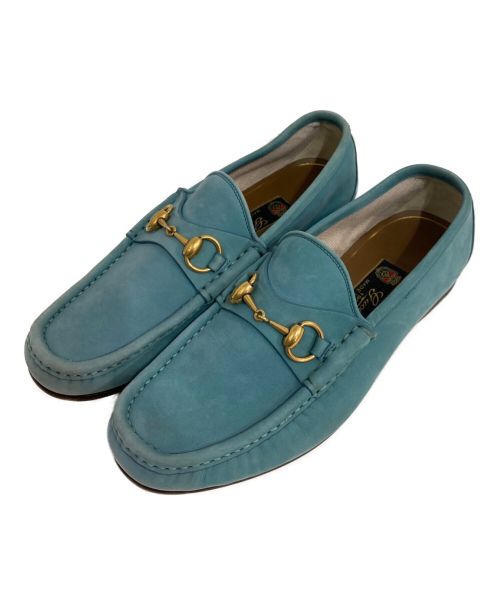 GUCCI（グッチ）GUCCI (グッチ) ヌバックビットローファー ブルー サイズ:6の古着・服飾アイテム