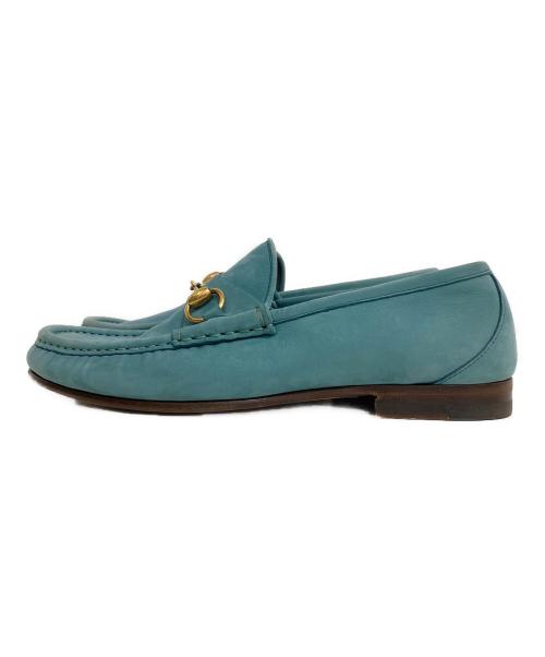 GUCCI（グッチ）GUCCI (グッチ) ヌバックビットローファー ブルー サイズ:6の古着・服飾アイテム