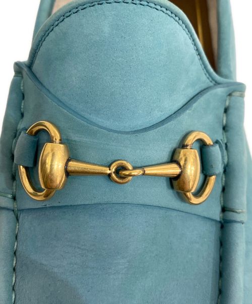 GUCCI（グッチ）GUCCI (グッチ) ヌバックビットローファー ブルー サイズ:6の古着・服飾アイテム