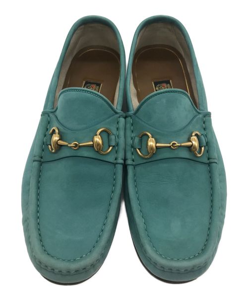 GUCCI（グッチ）GUCCI (グッチ) ヌバックビットローファー ブルー サイズ:6の古着・服飾アイテム