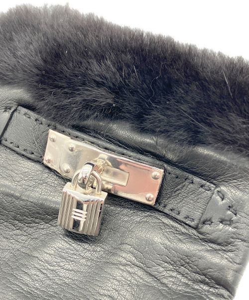 HERMES（エルメス）HERMES (エルメス) ケリーレザーミンクファーグローブ ブラック サイズ:８の古着・服飾アイテム