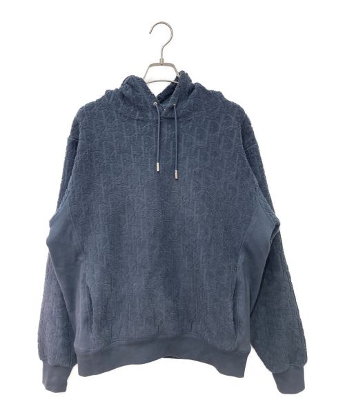 Christian Dior（クリスチャン ディオール）Christian Dior (クリスチャン ディオール) オブリーク テリーコットン ジャカードパイルパーカー ネイビー サイズ:Lの古着・服飾アイテム