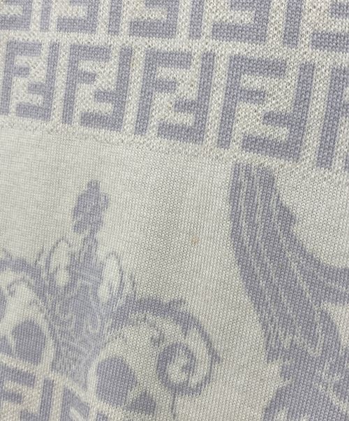 FENDI（フェンディ）FENDI×VERSACE (フェンディ×ベルサーチ) 22SS FFロゴ半袖ニット ホワイト×グレー サイズ:50の古着・服飾アイテム