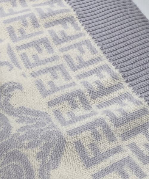 FENDI（フェンディ）FENDI×VERSACE (フェンディ×ベルサーチ) 22SS FFロゴ半袖ニット ホワイト×グレー サイズ:50の古着・服飾アイテム