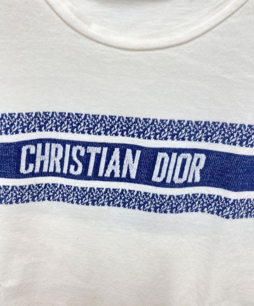 Christian Dior（クリスチャン ディオール）Christian Dior (クリスチャン ディオール) シグネチャーロゴ Tシャツ ホワイト×ブルー サイズ:Mの古着・服飾アイテム