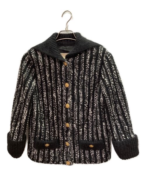 GUCCI（グッチ）GUCCI (グッチ) ウールモヘアカーディガン ブラック×ホワイト サイズ:Ｓの古着・服飾アイテム