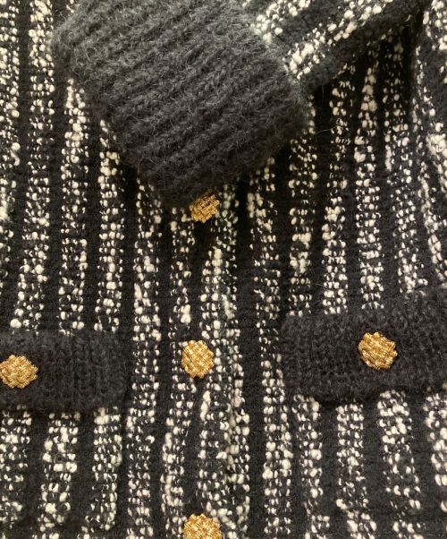 GUCCI（グッチ）GUCCI (グッチ) ウールモヘアカーディガン ブラック×ホワイト サイズ:Ｓの古着・服飾アイテム