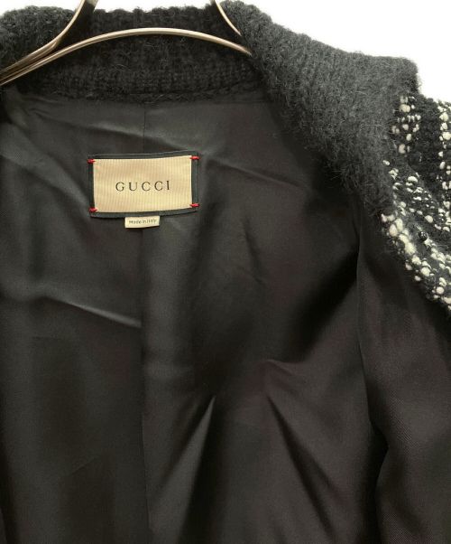 GUCCI（グッチ）GUCCI (グッチ) ウールモヘアカーディガン ブラック×ホワイト サイズ:Ｓの古着・服飾アイテム