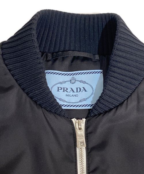 PRADA（プラダ）PRADA (プラダ) ロゴプレートナイロンジャケット ブラック サイズ:38の古着・服飾アイテム