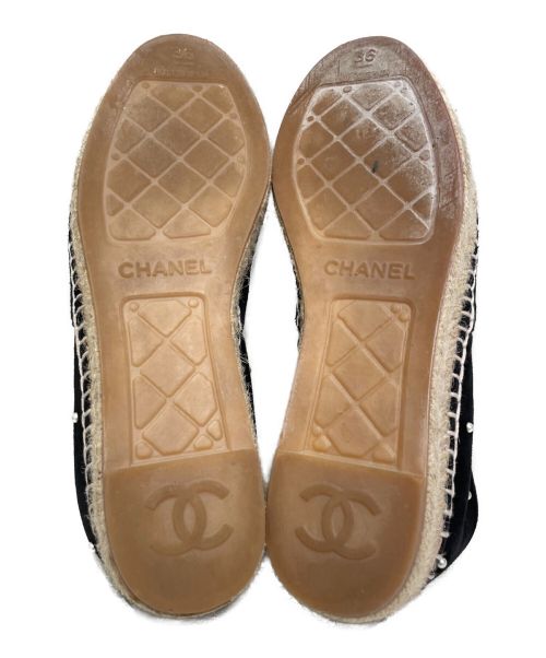 CHANEL（シャネル）CHANEL (シャネル) エスパドリーユ ブラック×ベージュ サイズ:36の古着・服飾アイテム