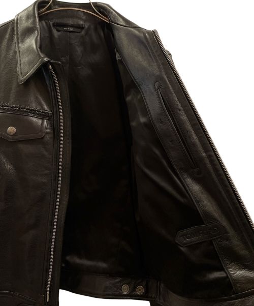 TOM FORD（トムフォード）TOM FORD (トムフォード) シングルレザージャケット ブラック サイズ:48の古着・服飾アイテム