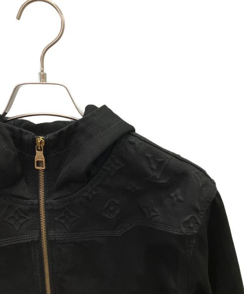 LOUIS VUITTON（ルイ ヴィトン）LOUIS VUITTON (ルイ ヴィトン) モノグラムディテールフーデッドデニムジャケット ブラック サイズ:46の古着・服飾アイテム