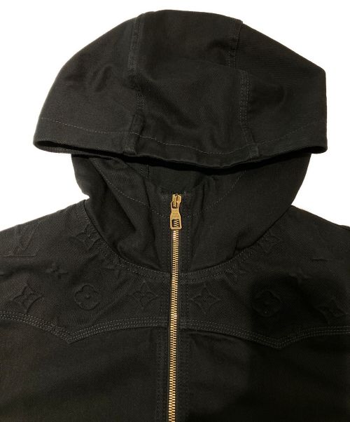 LOUIS VUITTON（ルイ ヴィトン）LOUIS VUITTON (ルイ ヴィトン) モノグラムディテールフーデッドデニムジャケット ブラック サイズ:46の古着・服飾アイテム