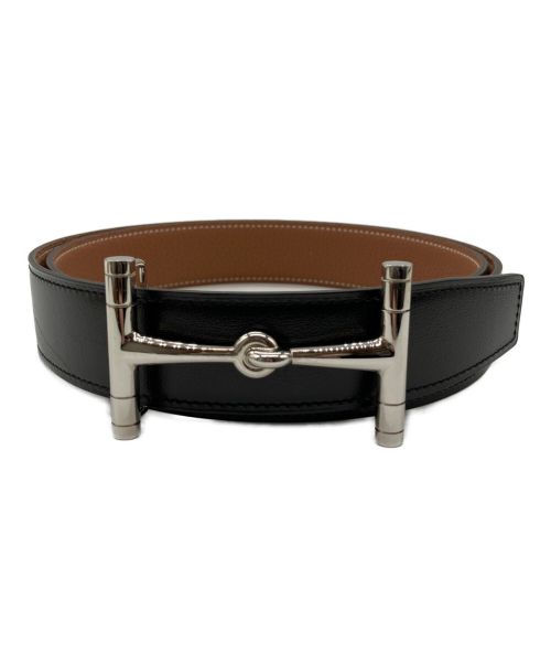 HERMES（エルメス）HERMES (エルメス) Hモチーフバックルレザーベルト ブラックの古着・服飾アイテム