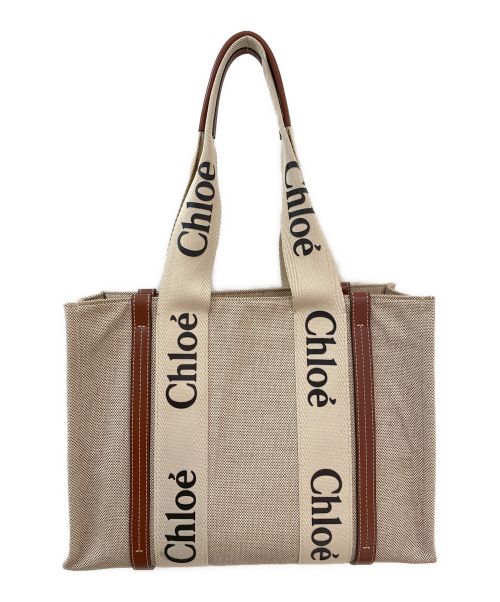 Chloe（クロエ）Chloe (クロエ) WOODYトートバッグ ベージュ×ブラウン サイズ:ミディアムの古着・服飾アイテム