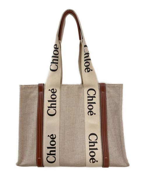 Chloe（クロエ）Chloe (クロエ) WOODYトートバッグ ベージュ×ブラウン サイズ:ミディアムの古着・服飾アイテム