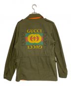 GUCCIグッチ）の古着「バックロゴM65ミリタリージャケット」｜カーキ