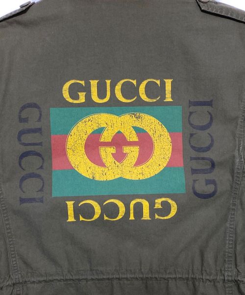 GUCCI（グッチ）GUCCI (グッチ) バックロゴM65ミリタリージャケット カーキ サイズ:SIZE 48の古着・服飾アイテム