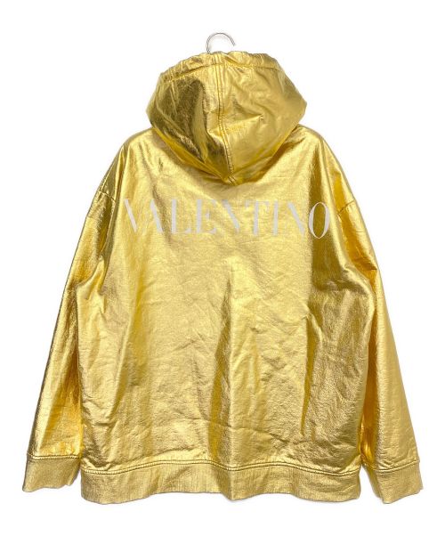VALENTINO（ヴァレンティノ）VALENTINO (ヴァレンティノ) バックロゴプリントメタリックパーカー ゴールド サイズ:Mの古着・服飾アイテム
