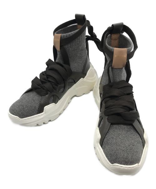 Agnona（アニオナ）Agnona (アニオナ) ハイカットニットスニーカー ブラウン×ホワイト サイズ:37の古着・服飾アイテム