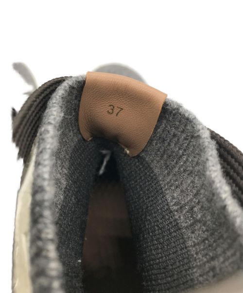 Agnona（アニオナ）Agnona (アニオナ) ハイカットニットスニーカー ブラウン×ホワイト サイズ:37の古着・服飾アイテム