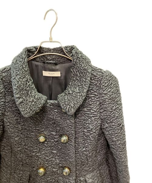 PRADA（プラダ）PRADA (プラダ) プリーツワッシャ加工コート ブラック サイズ:42の古着・服飾アイテム